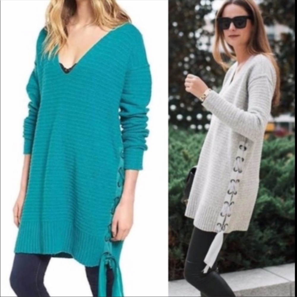 Free People NWT❗️Heart It Laces Sweater in SKY Color
